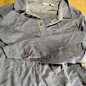 L.L. Bean Men's Long-Sleeve Grey Micro-Pattern Polo